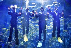 Ceremony for new employees at Japan aquarium