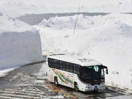 Snow-walled mountain road fully reopens in Japan
