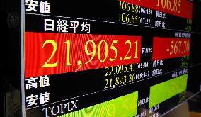 Tokyo stock market tumbles