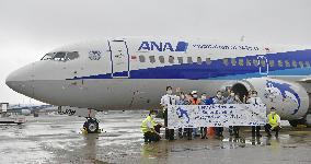 Last flight by ANA Boeing 737-500 airplane