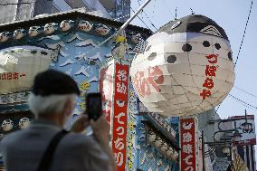 Famous blowfish lantern in Osaka