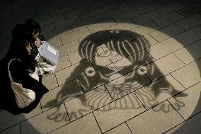 New Year shadow pictures of ghost manga series characters in Japan