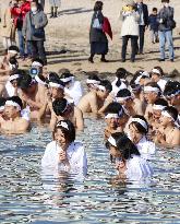 Winter ocean bathing in Japan