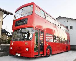 Double-decker bus hotel in central Japan