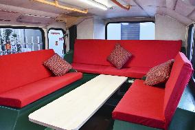 Double-decker bus hotel in central Japan