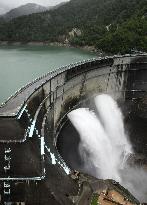 Annual water discharge begins at Kurobe Dam