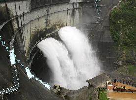 Annual water discharge begins at Kurobe Dam