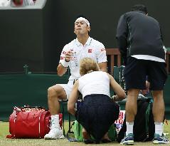 Tennis: Nishikori retires injured in Wimbledon 4th round
