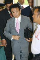 Aso arrives in Malaysia for regional, bilateral talks