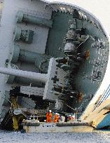 Overturned Japanese ferry inspected