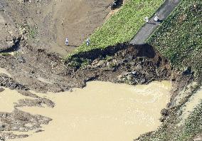 Breached riverbank in eastern Japan