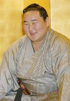 Mongolian sumo champion Asashoryu speaks ahead of Kyushu sumo to