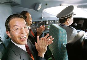 Taiwan premier rides on high-speed train during test run