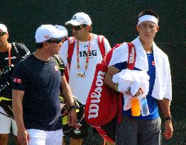 Nishikori practices ahead of Miami Open Tennis