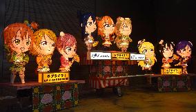 Anime character Nebuta floats displayed in Aomori Pref.