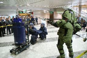 Antiterror drill at Chitose airport, gateway to 2008 G-8 summit