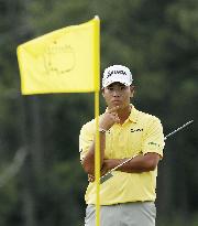 Japanese golfer Matsuyama awaits par putt on 18th in 2nd round of Masters