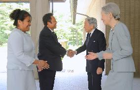 Emperor, Empress welcome Palauan president, wife
