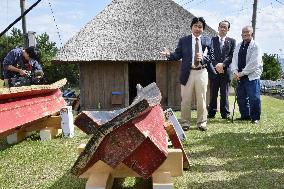 Tsunami-swept shrine gate parts returned from U.S.
