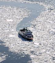 Drift ice sightseeing on Sea of Okhotsk