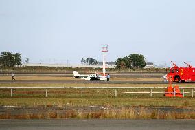 Small airplane belly-lands at Sendai Airport