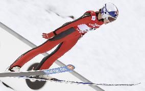 Hendrickson takes part in official practice for women's world ski jump event