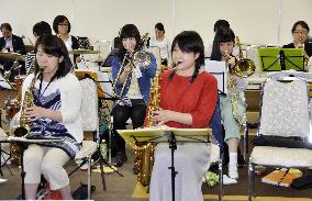 Members of all-female jazz band practice in Mito