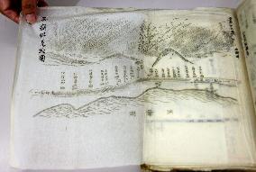 Map showing houses during Mt. Usu's 1943-1944 eruptions found at police station