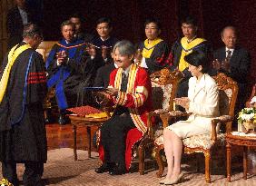 Prince Akishino receives honorary doctorate from Thai university
