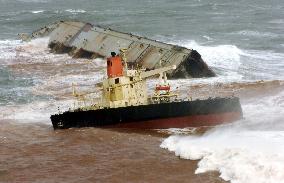 Panamanian-registered freighter Giant Step runs aground off Ibar