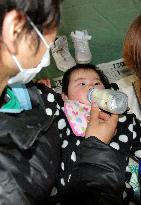 Raising infant at evacuation center