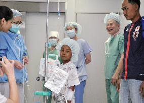 Cambodian boy before kidney cancer surgery in Okayama