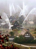 Firefighting drills held at world heritage site in Shirakawa