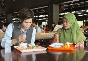 Asian dishes served at Japanese university cafeteria