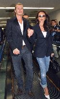 David, Victoria Beckham arrive in Japan