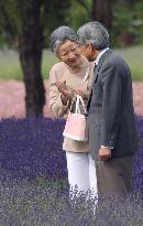 Emperor, empress stroll through Hokkaido lavender fields