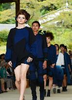 Fashion show on Japanese indigo dying held in Tochigi Pref.