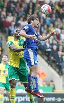 Leicester striker Okazaki in action against Norwich