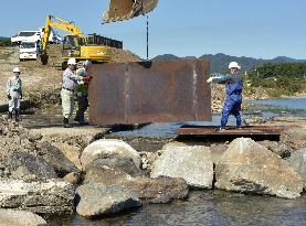 Repair work starts in Fukushima river to resume salmon fishing