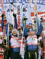 LEAD:Finland dominates to win cross country 4x5 relay