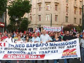 Greek people stage rally against austerity measures
