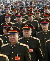 China parliament in session, military delegates in attendance