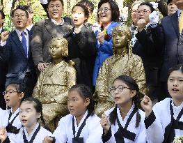 Statues honoring Korean, Chinese "comfort women" erected in Seoul