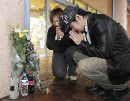 Prayers at site of random stabbing assault at Ibaraki shopping m