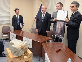 Hiroshima A-Bomb Dome fragments presented to Czech lawmaker