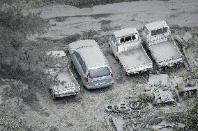 1 day after volcano eruption on Japanese small island