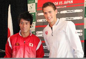 Nishikori, Pospisil on eve of Davis Cup match