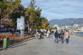 Yalta street nearly 1 year after Crimea annexation by Russia