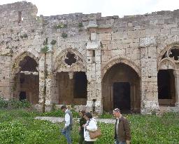 Damaged World Heritage castle in Syria