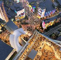 Imagined view of planned roof observation deck in Tokyo's Shibuya area